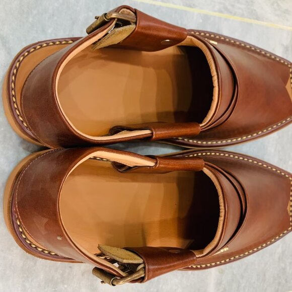 Dark Brown Leather Peshawari Chappal, Traditional Unique Style Comfortable - Picture 11 of 14